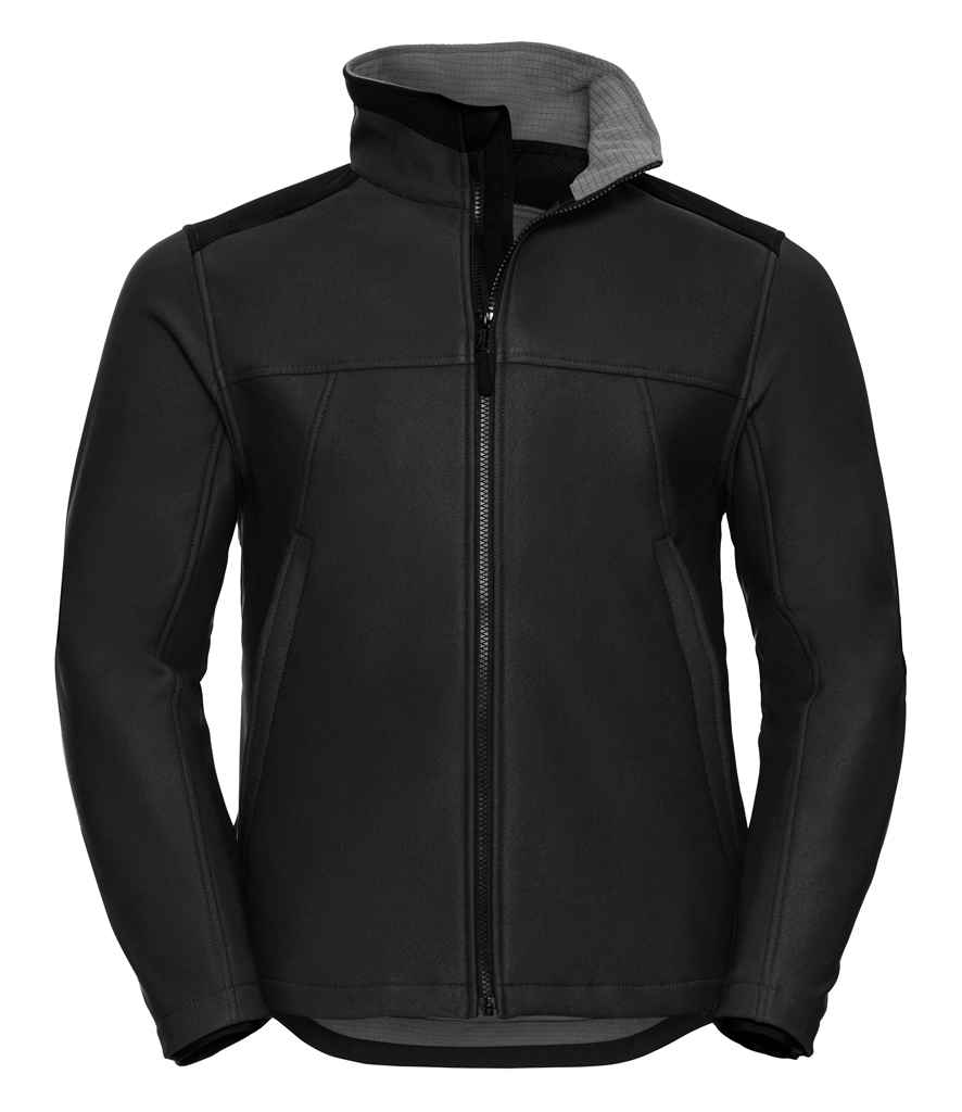 Russell Soft Shell Workwear Jacket in by Russell — Custom branded clothing by Print Press, featuring premium embroidery produced in our specialist print lab in the UK.
