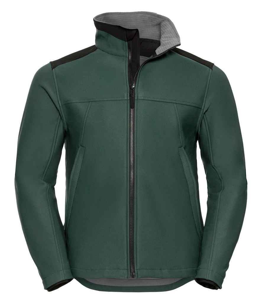 Russell Soft Shell Workwear Jacket in Bottle Green by Russell — Custom branded clothing by Print Press, featuring premium embroidery produced in our specialist print lab in the UK.