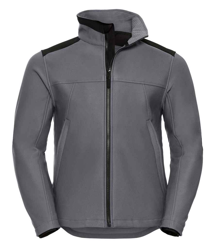 Russell Soft Shell Workwear Jacket in Convoy Grey by Russell — Custom branded clothing by Print Press, featuring premium embroidery produced in our specialist print lab in the UK.
