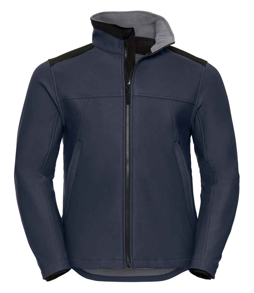 Russell Soft Shell Workwear Jacket in French Navy by Russell — Custom branded clothing by Print Press, featuring premium embroidery produced in our specialist print lab in the UK.