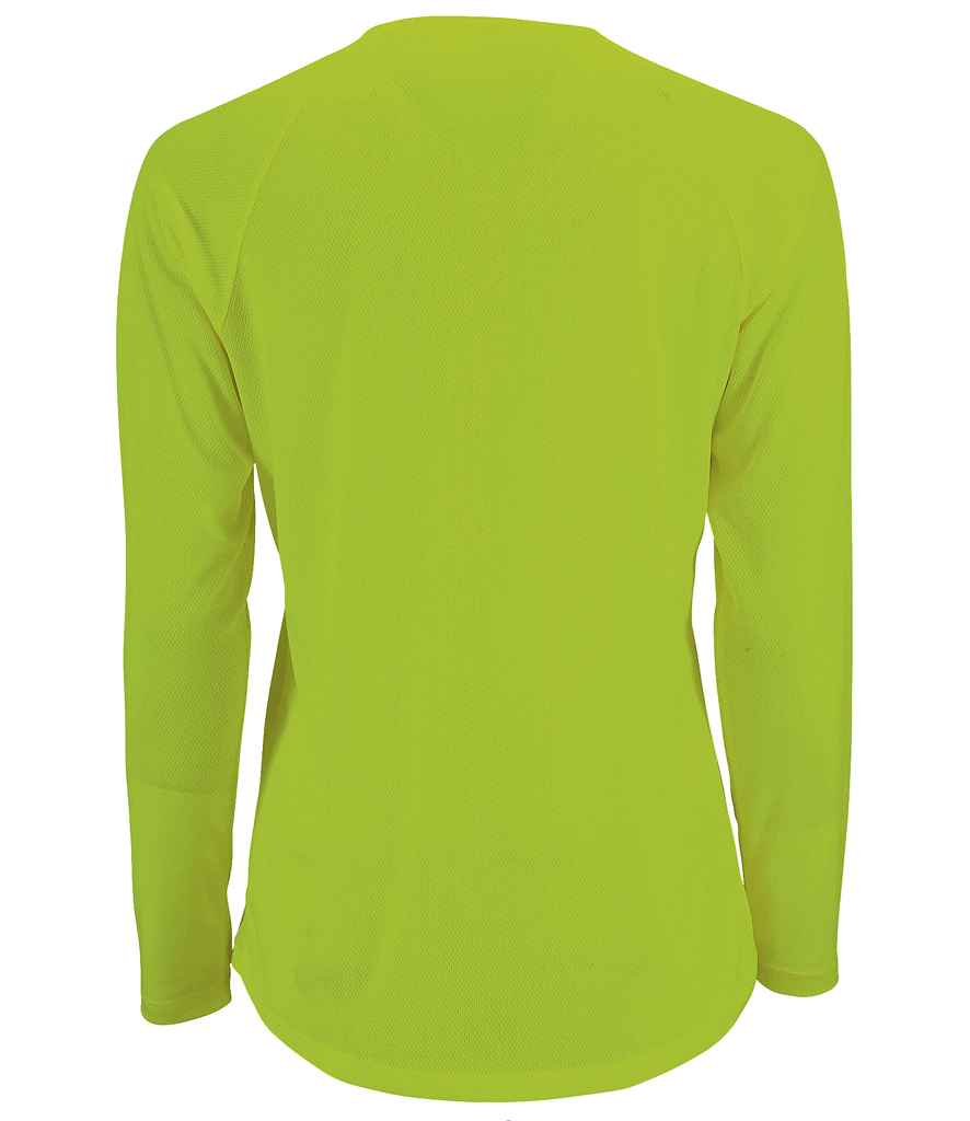 SOL'S Ladies Sporty Long Sleeve Performance T-Shirt in by SOL'S — Custom branded clothing by Print Press, featuring premium embroidery produced in our specialist print lab in the UK.