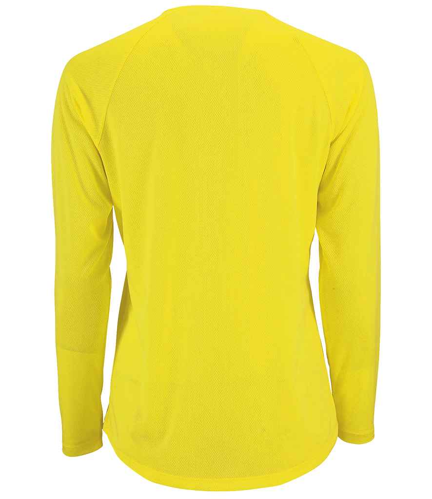SOL'S Ladies Sporty Long Sleeve Performance T-Shirt in by SOL'S — Custom branded clothing by Print Press, featuring premium embroidery produced in our specialist print lab in the UK.