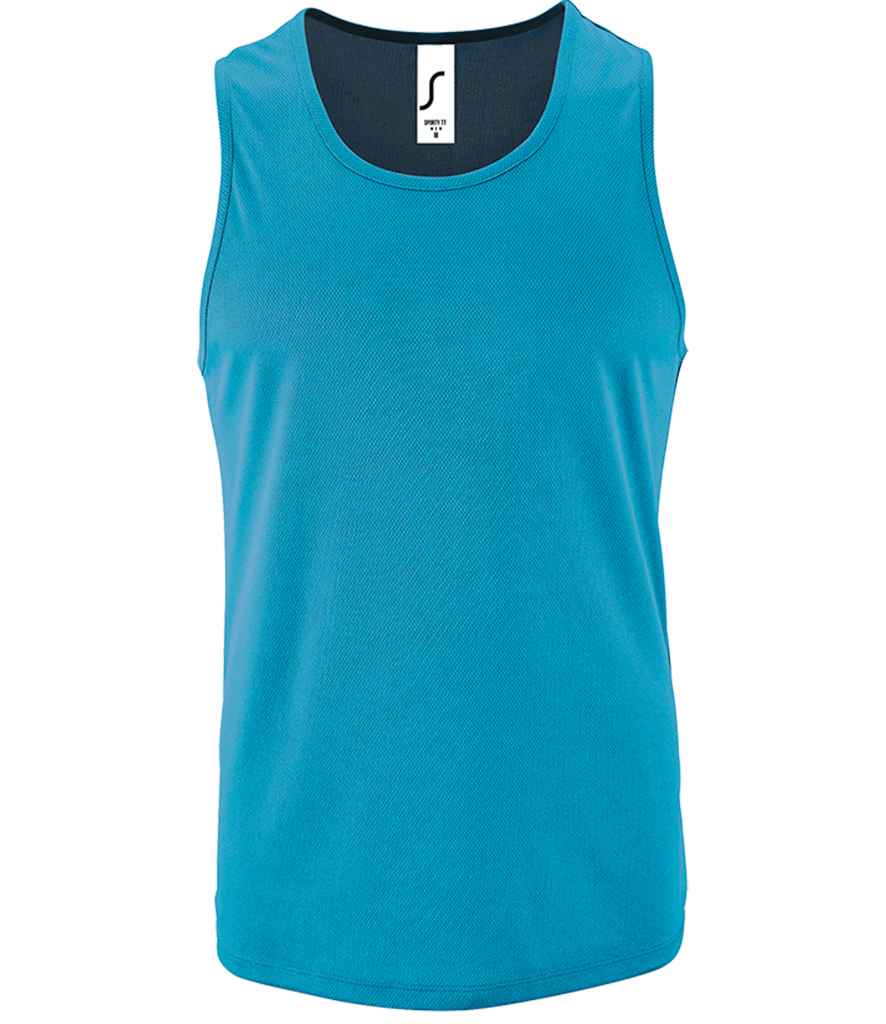SOL'S Sporty Performance Tank Top in Aqua by SOL'S — Custom branded clothing by Print Press, featuring premium embroidery produced in our specialist print lab in the UK.