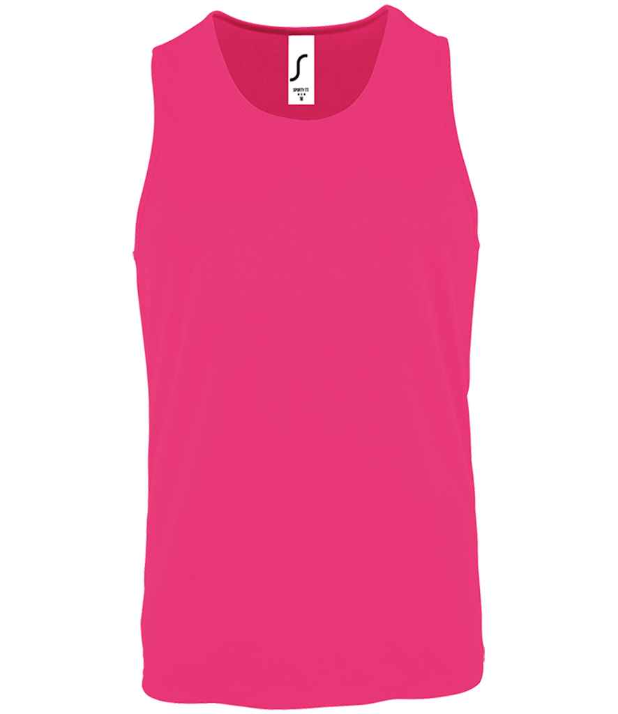 SOL'S Sporty Performance Tank Top in Neon Pink by SOL'S — Custom branded clothing by Print Press, featuring premium embroidery produced in our specialist print lab in the UK.