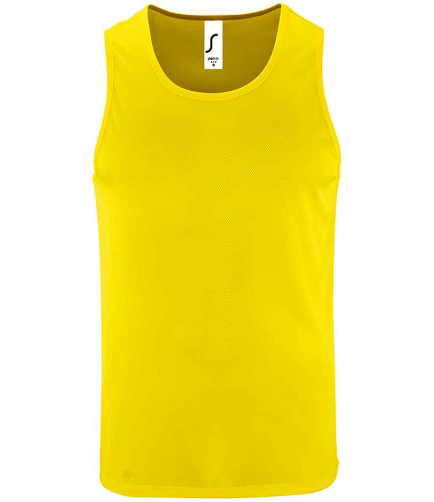 SOL'S Sporty Performance Tank Top in Neon Yellow by SOL'S — Custom branded clothing by Print Press, featuring premium embroidery produced in our specialist print lab in the UK.