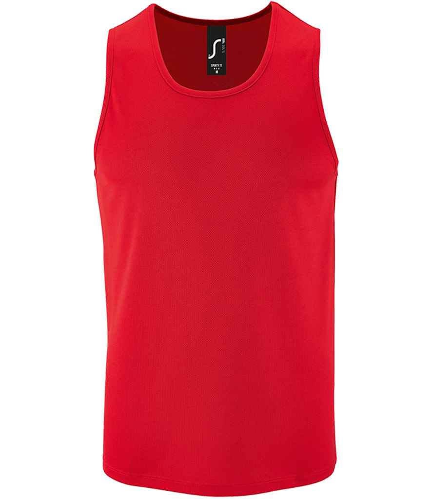 SOL'S Sporty Performance Tank Top in Red by SOL'S — Custom branded clothing by Print Press, featuring premium embroidery produced in our specialist print lab in the UK.