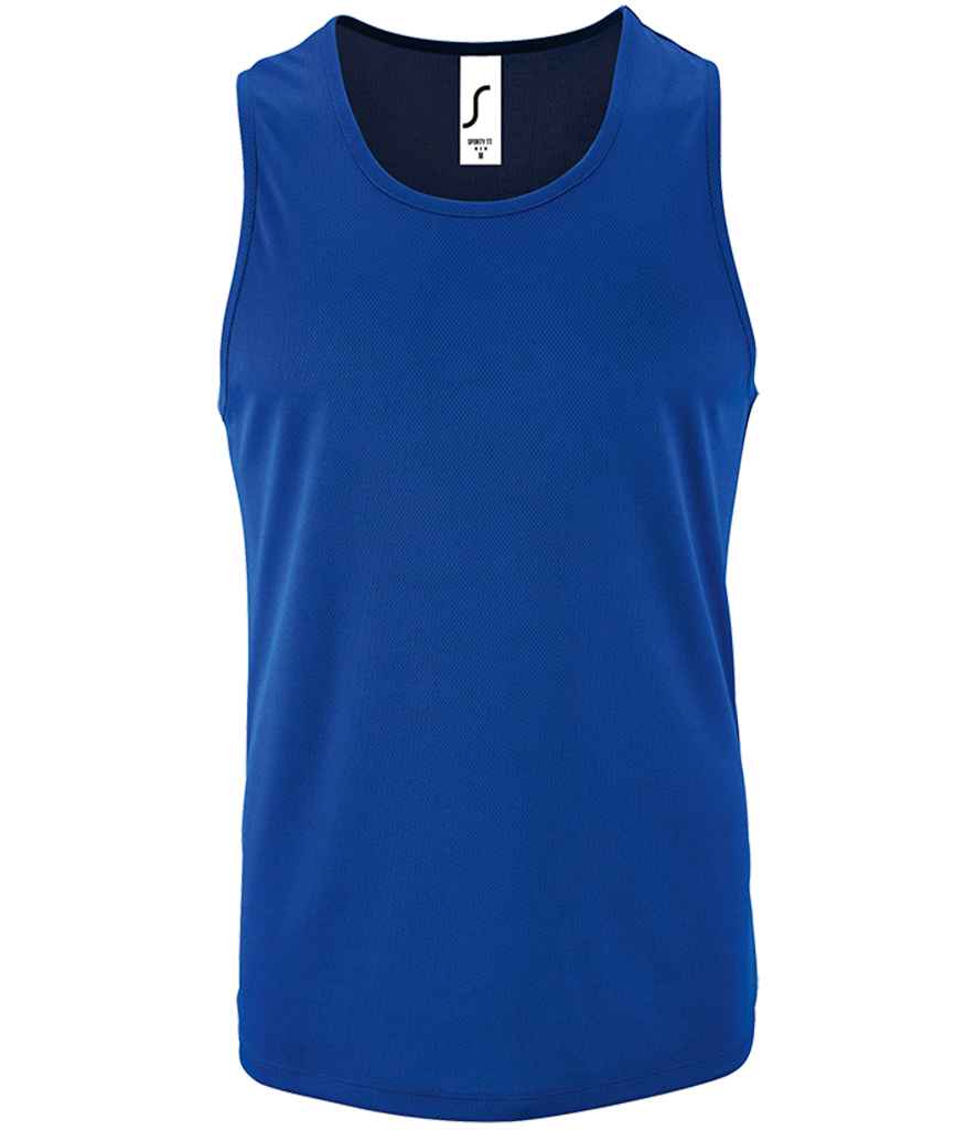 SOL'S Sporty Performance Tank Top in Royal Blue by SOL'S — Custom branded clothing by Print Press, featuring premium embroidery produced in our specialist print lab in the UK.