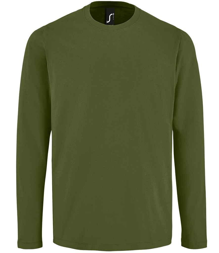 SOL'S Imperial Long Sleeve T-Shirt in Dark Khaki by SOL'S — Custom branded clothing by Print Press, featuring premium embroidery produced in our specialist print lab in the UK.