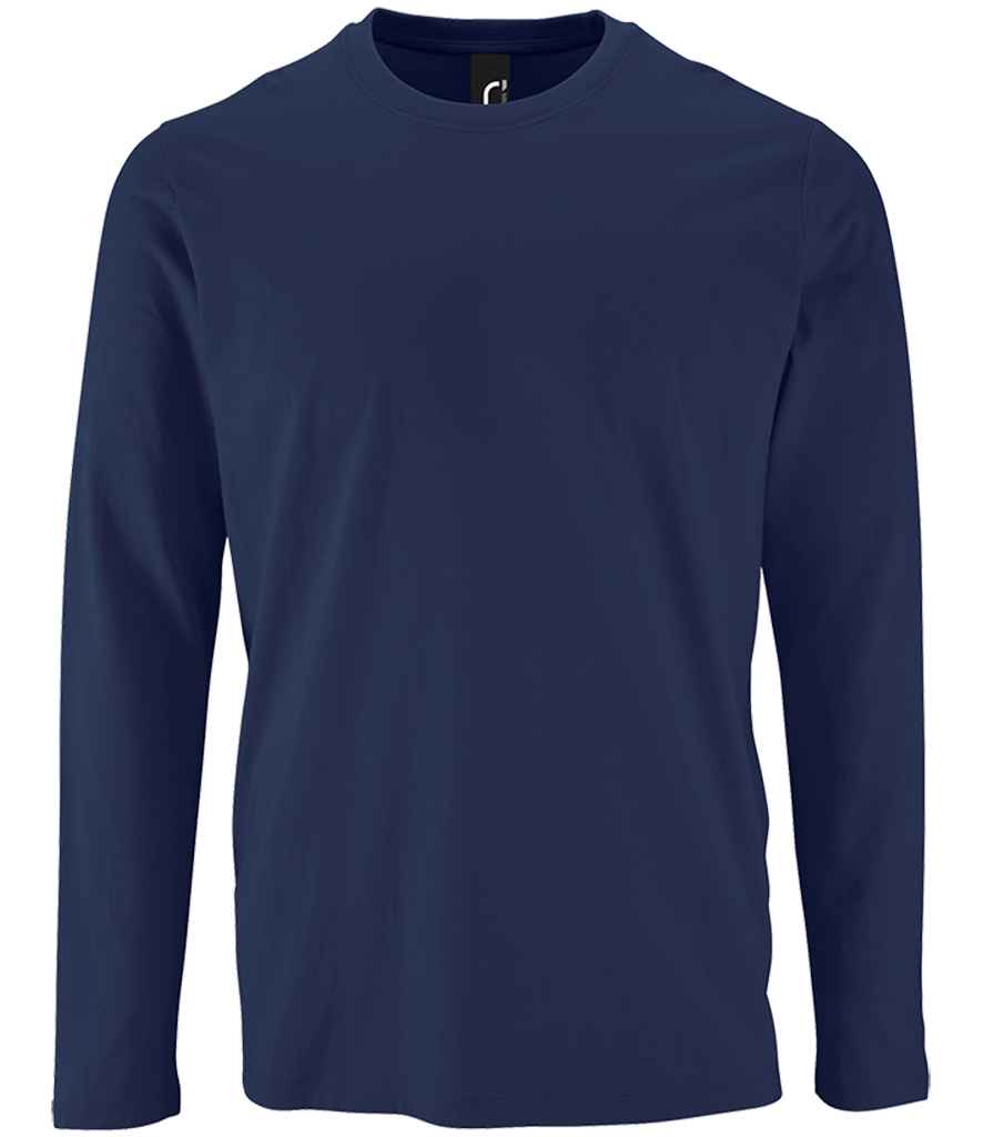 SOL'S Imperial Long Sleeve T-Shirt in French Navy by SOL'S — Custom branded clothing by Print Press, featuring premium embroidery produced in our specialist print lab in the UK.