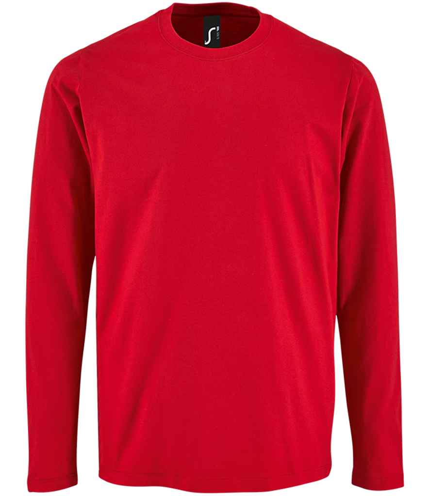 SOL'S Imperial Long Sleeve T-Shirt in Red by SOL'S — Custom branded clothing by Print Press, featuring premium embroidery produced in our specialist print lab in the UK.