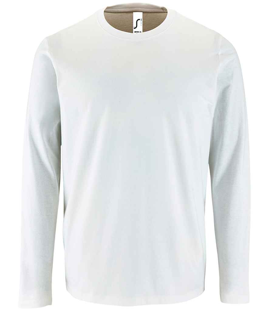 SOL'S Imperial Long Sleeve T-Shirt in White by SOL'S — Custom branded clothing by Print Press, featuring premium embroidery produced in our specialist print lab in the UK.