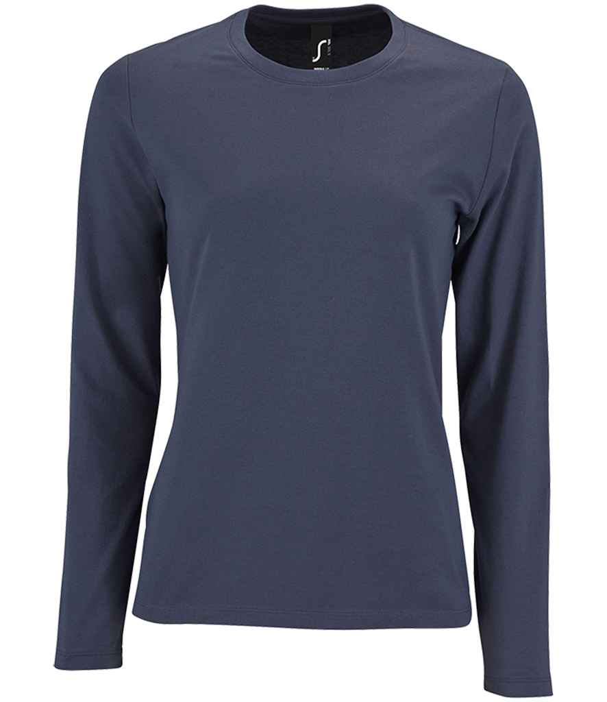 SOL'S Ladies Imperial Long Sleeve T-Shirt in Mouse Grey by SOL'S — Custom branded clothing by Print Press, featuring premium embroidery produced in our specialist print lab in the UK.