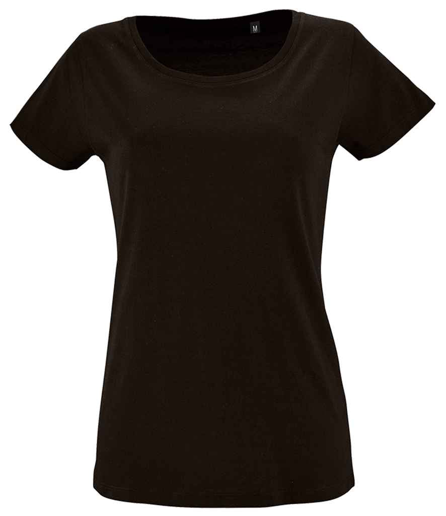SOL'S Ladies Milo Organic T-Shirt in Deep Black by SOL'S — Custom branded clothing by Print Press, featuring premium embroidery produced in our specialist print lab in the UK.