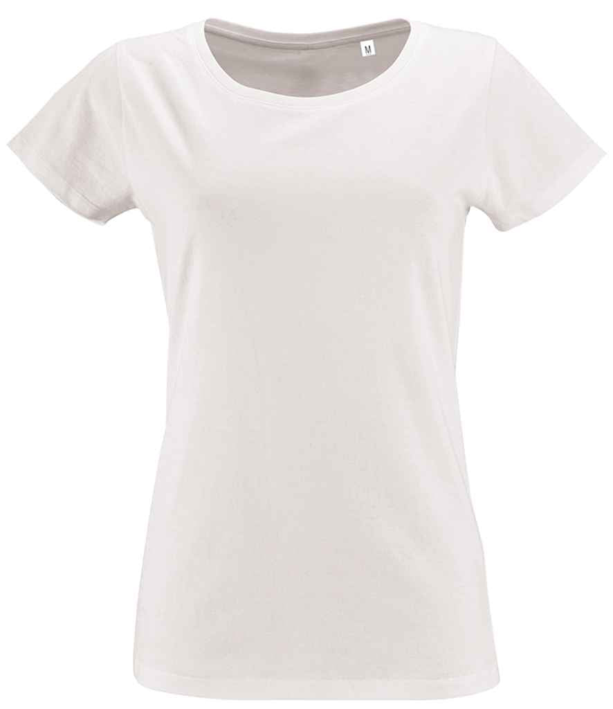 SOL'S Ladies Milo Organic T-Shirt in White by SOL'S — Custom branded clothing by Print Press, featuring premium embroidery produced in our specialist print lab in the UK.