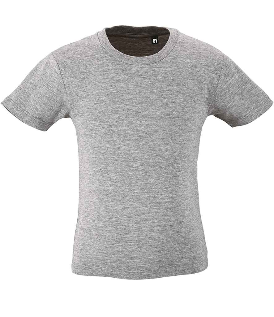 SOL'S Kids Milo Organic T-Shirt in Grey Marl by SOL'S — Custom branded clothing by Print Press, featuring premium embroidery produced in our specialist print lab in the UK.