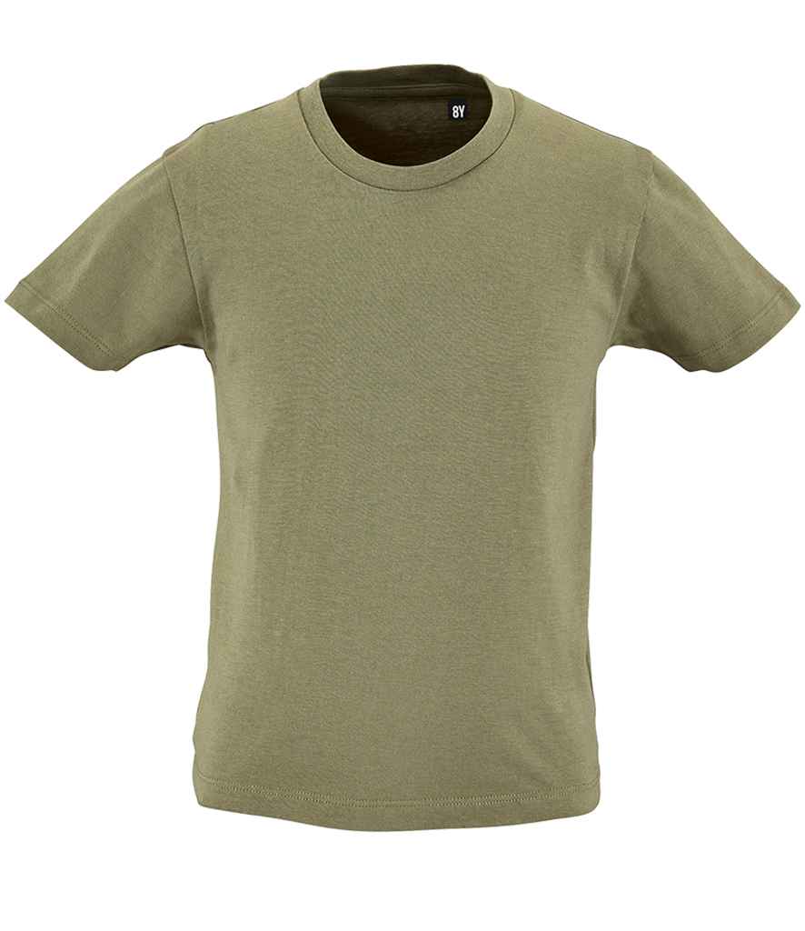 SOL'S Kids Milo Organic T-Shirt in Khaki by SOL'S — Custom branded clothing by Print Press, featuring premium embroidery produced in our specialist print lab in the UK.