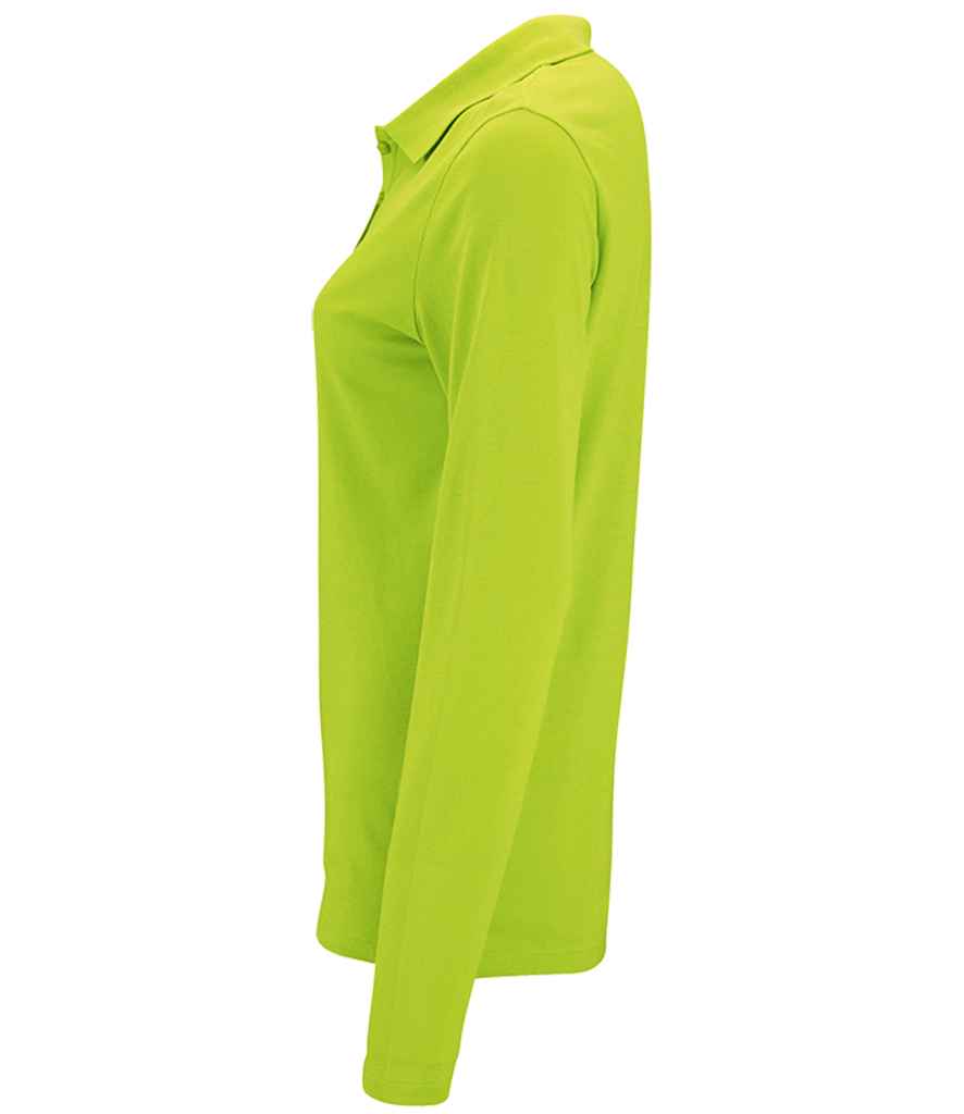 SOL'S Ladies Perfect Long Sleeve Piqué Polo Shirt in by SOL'S — Custom branded clothing by Print Press, featuring premium embroidery produced in our specialist print lab in the UK.
