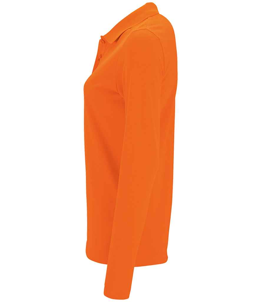 SOL'S Ladies Perfect Long Sleeve Piqué Polo Shirt in by SOL'S — Custom branded clothing by Print Press, featuring premium embroidery produced in our specialist print lab in the UK.