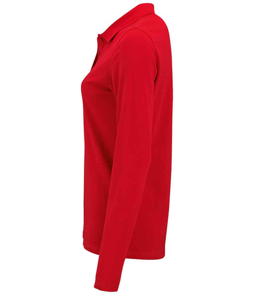 SOL'S Ladies Perfect Long Sleeve Piqué Polo Shirt in by SOL'S — Custom branded clothing by Print Press, featuring premium embroidery produced in our specialist print lab in the UK.