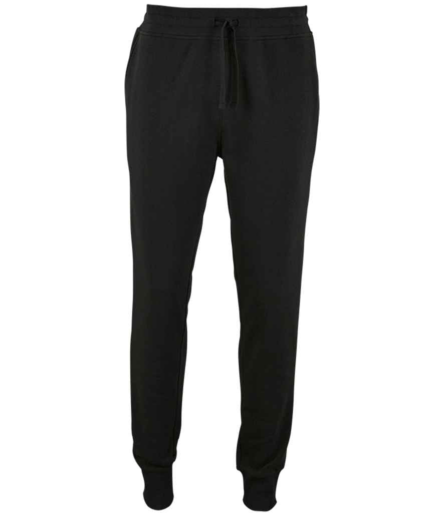 SOL'S Jake Slim Fit Jog Pants in Black by SOL'S — Custom branded clothing by Print Press, featuring premium embroidery produced in our specialist print lab in the UK.