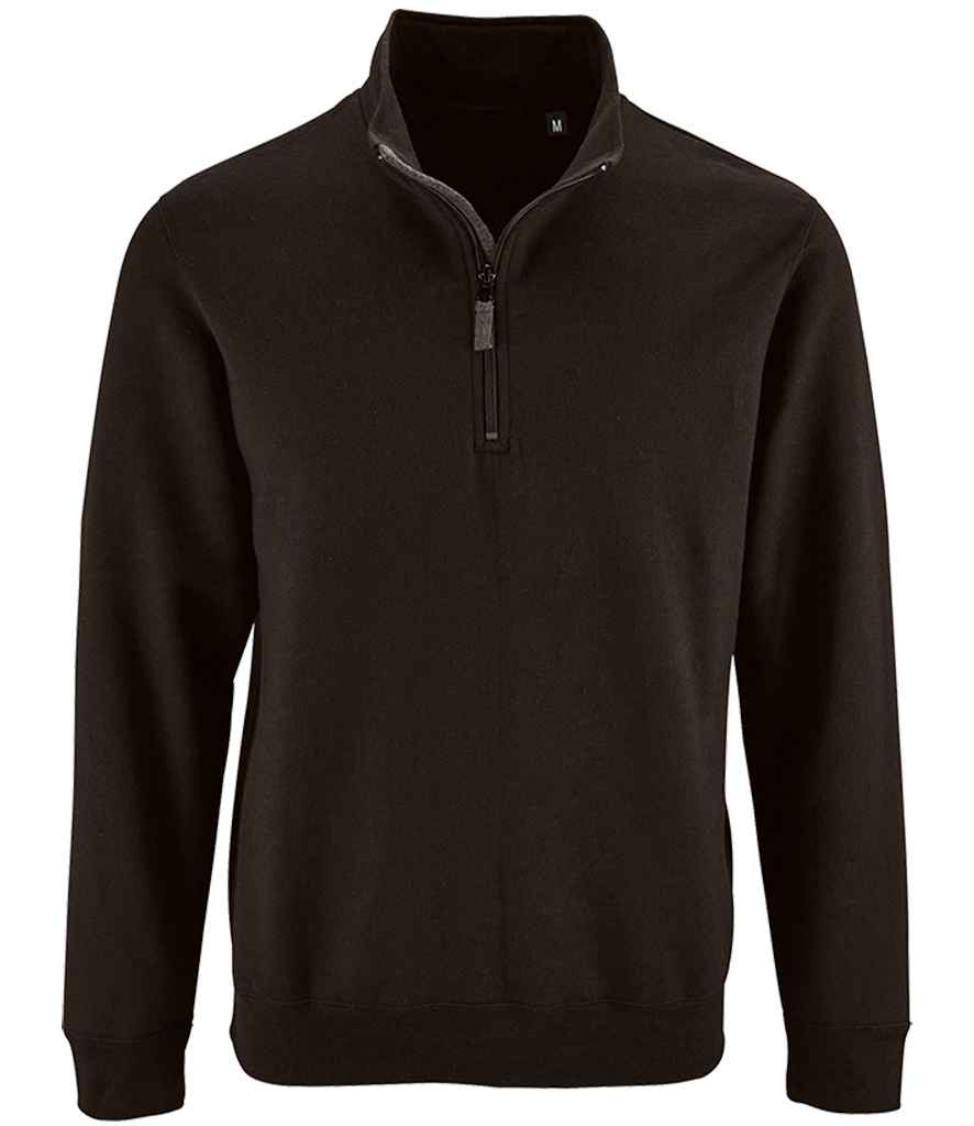 SOL'S Stan Contrast Zip Neck Sweatshirt in Black by SOL'S — Custom branded clothing by Print Press, featuring premium embroidery produced in our specialist print lab in the UK.