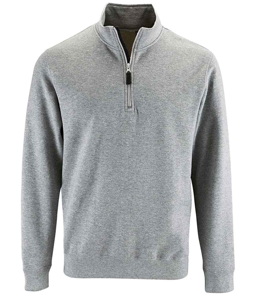 SOL'S Stan Contrast Zip Neck Sweatshirt in Grey Marl by SOL'S — Custom branded clothing by Print Press, featuring premium embroidery produced in our specialist print lab in the UK.