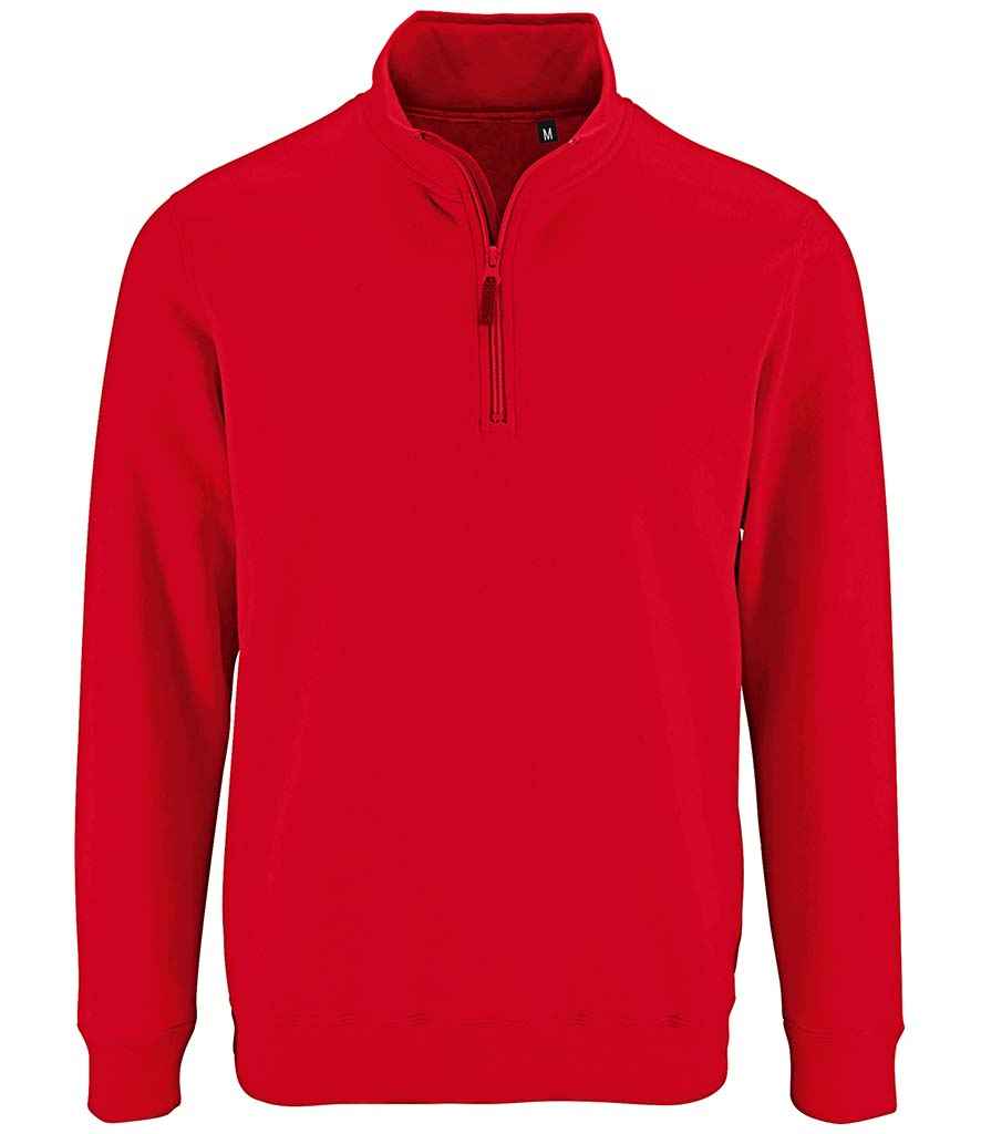 SOL'S Stan Contrast Zip Neck Sweatshirt in Red by SOL'S — Custom branded clothing by Print Press, featuring premium embroidery produced in our specialist print lab in the UK.