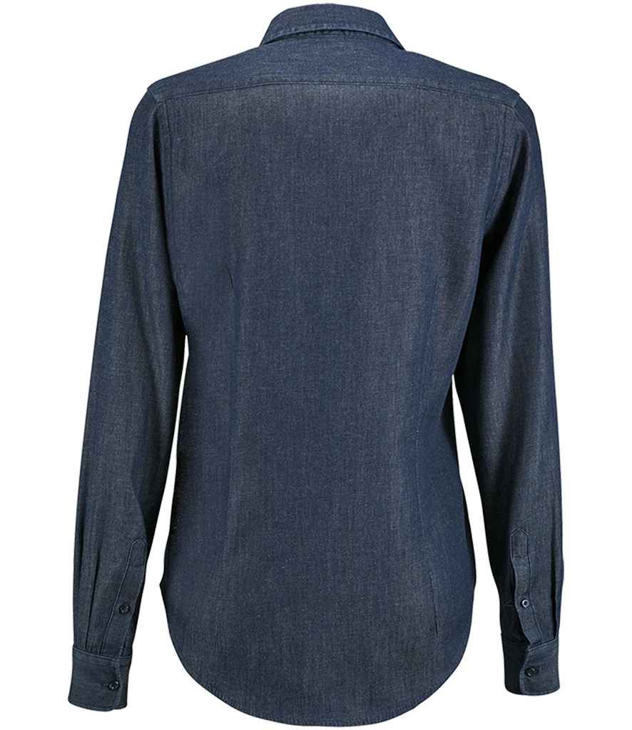 SOL'S Ladies Barry Long Sleeve Denim Shirt in by SOL'S — Custom branded clothing by Print Press, featuring premium embroidery produced in our specialist print lab in the UK.