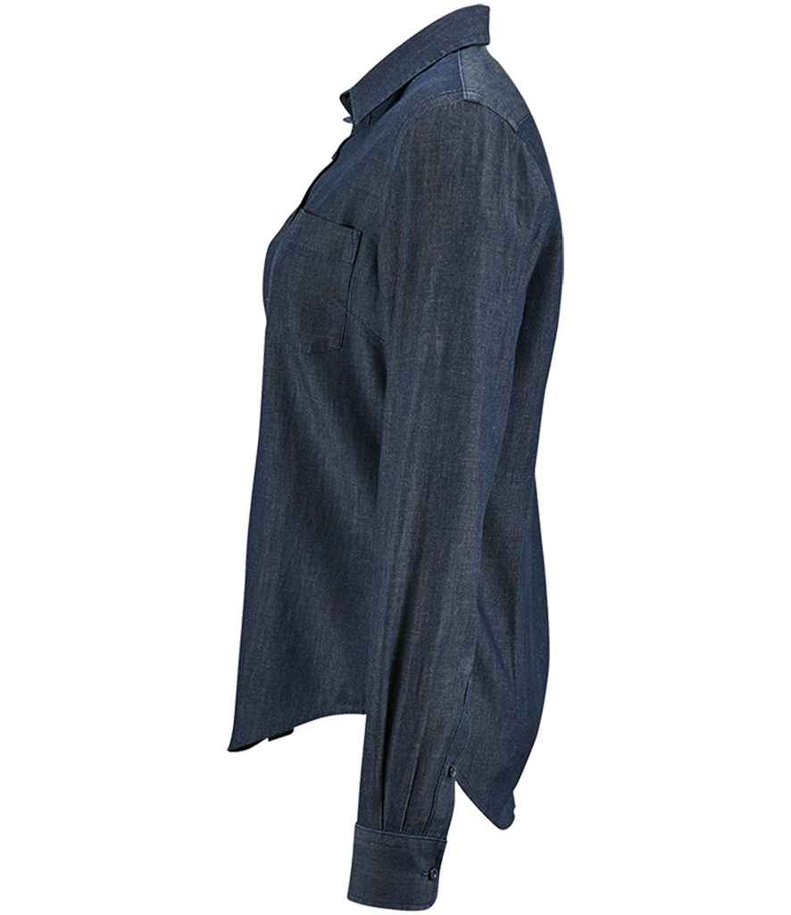 SOL'S Ladies Barry Long Sleeve Denim Shirt in by SOL'S — Custom branded clothing by Print Press, featuring premium embroidery produced in our specialist print lab in the UK.