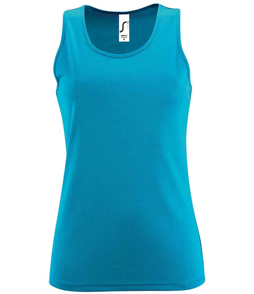 SOL'S Ladies Sporty Performance Tank Top in Aqua by SOL'S — Custom branded clothing by Print Press, featuring premium embroidery produced in our specialist print lab in the UK.