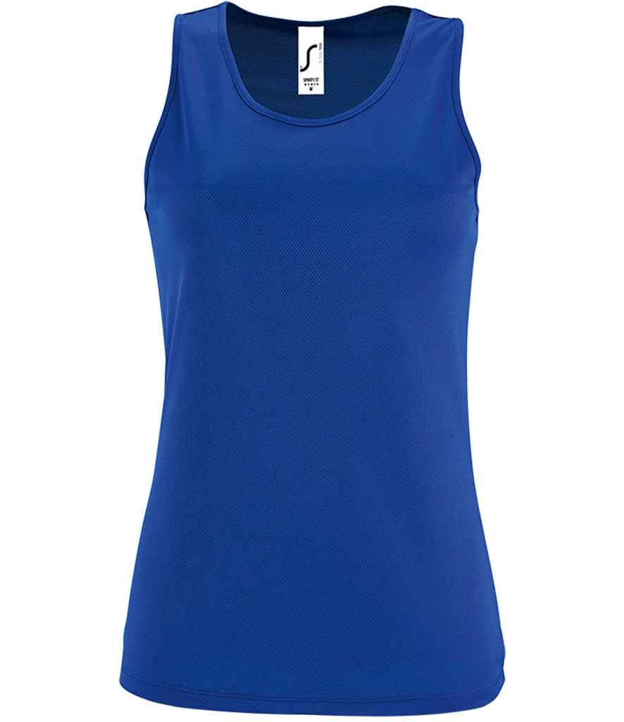 SOL'S Ladies Sporty Performance Tank Top in Royal Blue by SOL'S — Custom branded clothing by Print Press, featuring premium embroidery produced in our specialist print lab in the UK.
