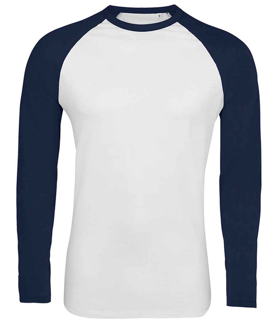 SOL'S Funky Contrast Long Sleeve T-Shirt in White French Navy by SOL'S — Custom branded clothing by Print Press, featuring premium embroidery produced in our specialist print lab in the UK.
