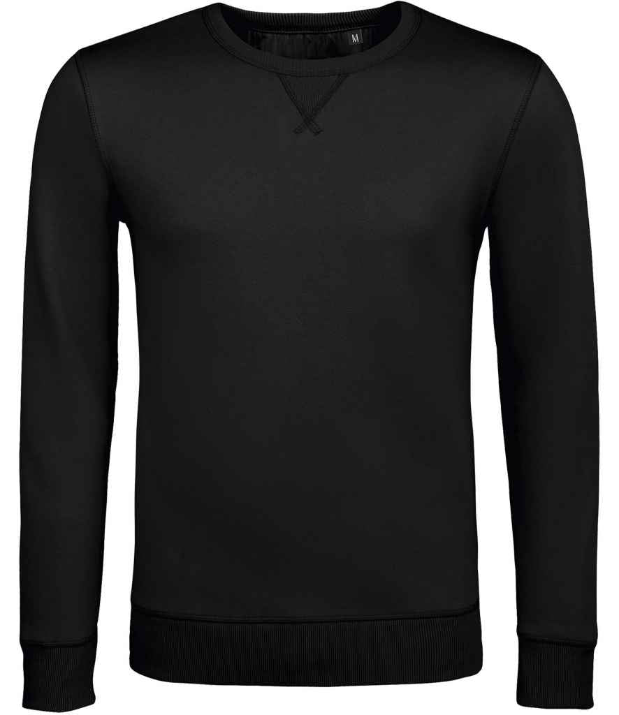 SOL'S Unisex Sully Sweatshirt in Black by SOL'S — Custom branded clothing by Print Press, featuring premium embroidery produced in our specialist print lab in the UK.