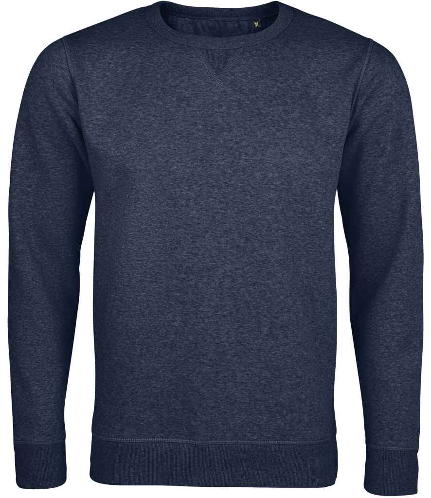 SOL'S Unisex Sully Sweatshirt in Heather Denim by SOL'S — Custom branded clothing by Print Press, featuring premium embroidery produced in our specialist print lab in the UK.