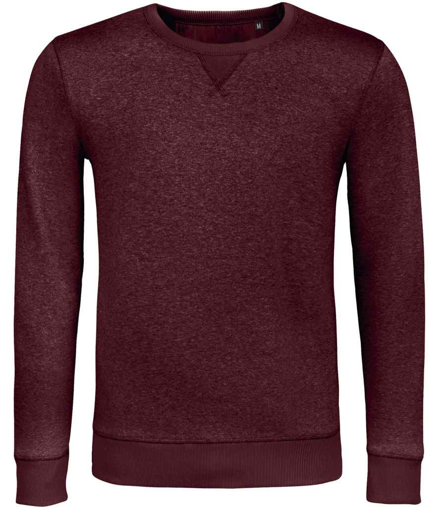 SOL'S Unisex Sully Sweatshirt in Heather Oxblood by SOL'S — Custom branded clothing by Print Press, featuring premium embroidery produced in our specialist print lab in the UK.