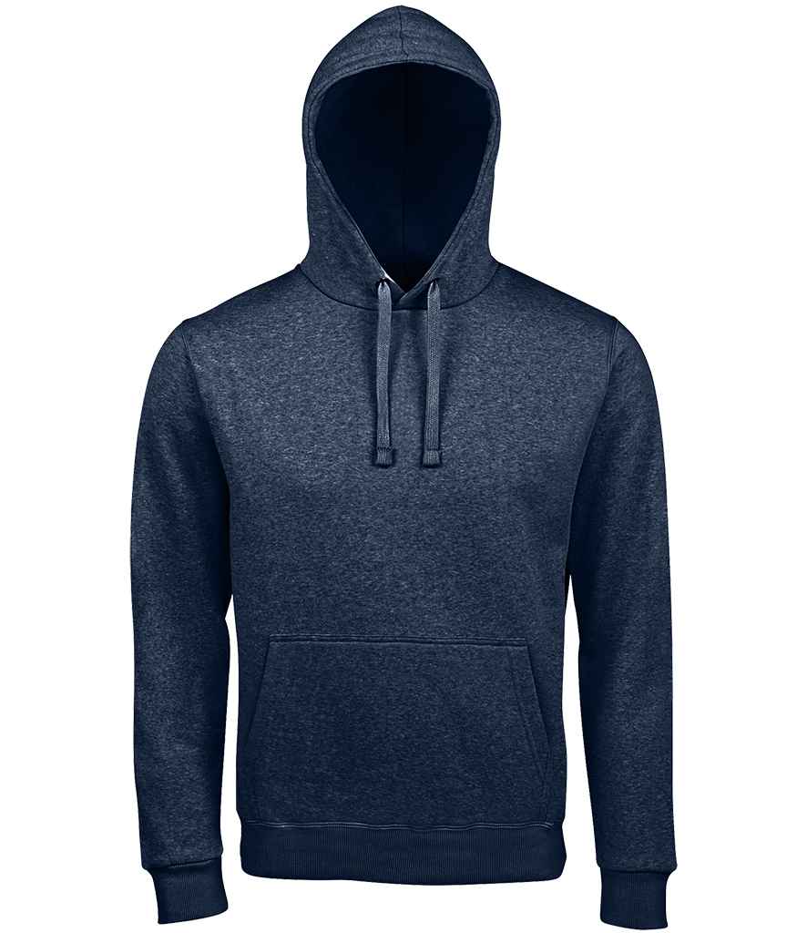 SOL'S Unisex Spencer Hooded Sweatshirt in Heather Denim by SOL'S — Custom branded clothing by Print Press, featuring premium embroidery produced in our specialist print lab in the UK.