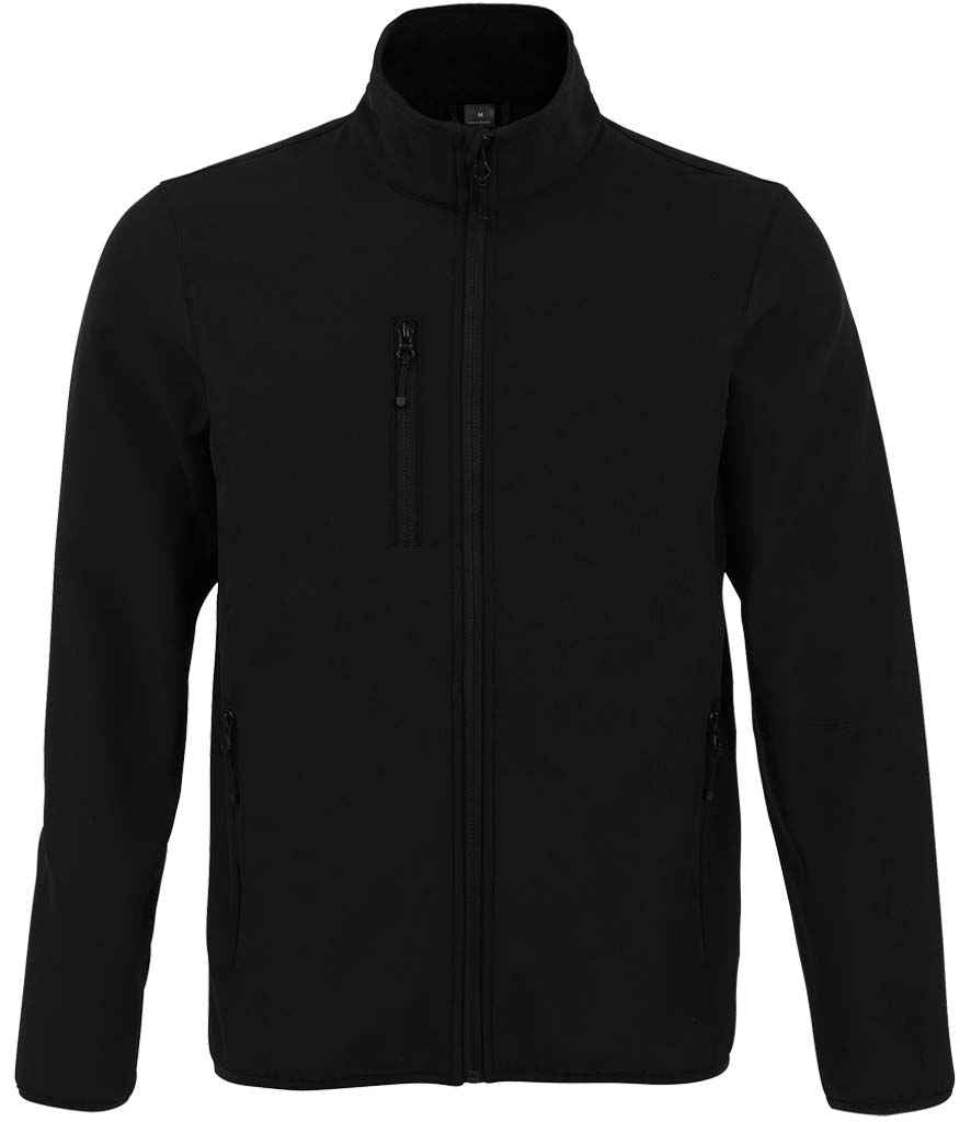 SOL'S Radian Soft Shell Jacket in Black by SOL'S — Custom branded clothing by Print Press, featuring premium embroidery produced in our specialist print lab in the UK.