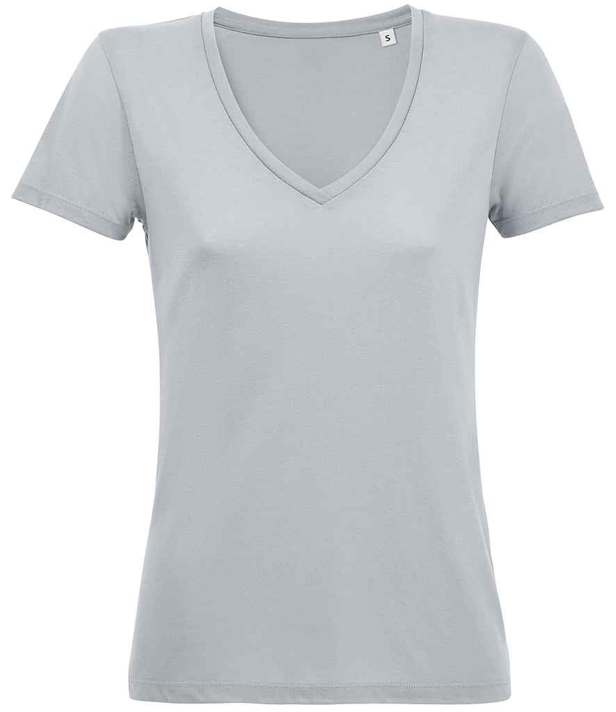 SOL'S Ladies Motion V Neck T-Shirt in Pure Grey by SOL'S — Custom branded clothing by Print Press, featuring premium embroidery produced in our specialist print lab in the UK.