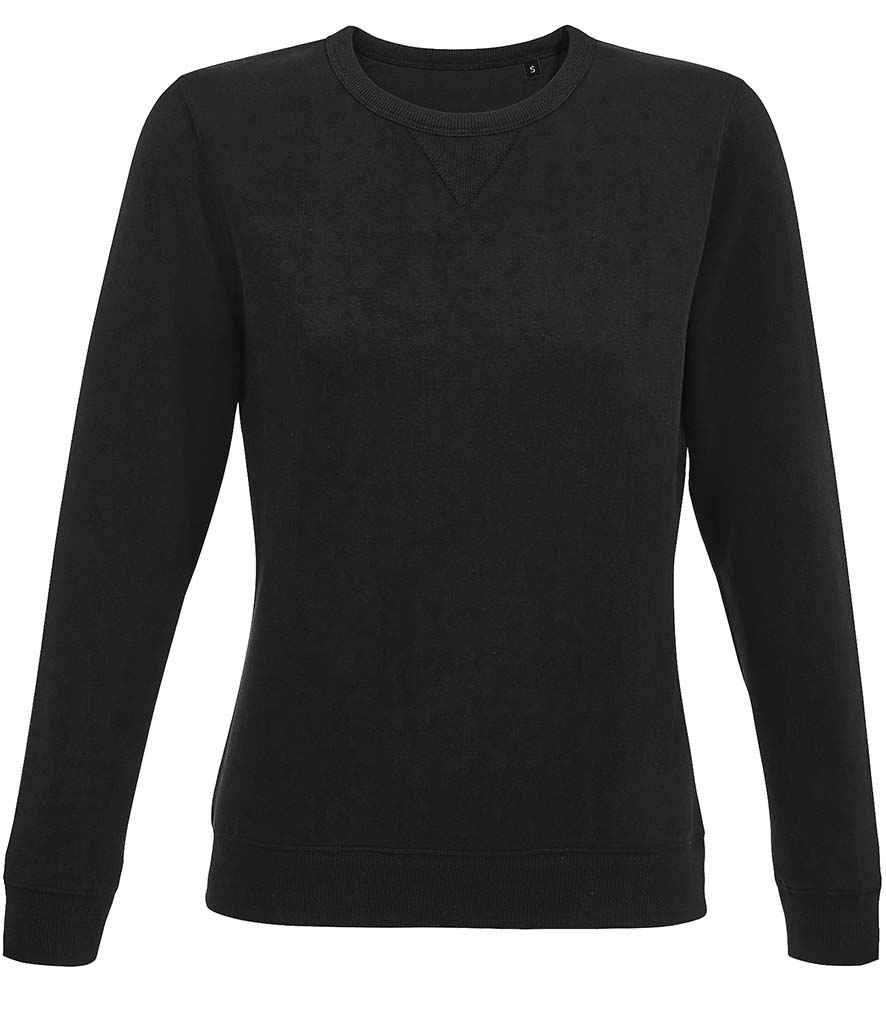 SOL'S Ladies Sully Sweatshirt in Black by SOL'S — Custom branded clothing by Print Press, featuring premium embroidery produced in our specialist print lab in the UK.