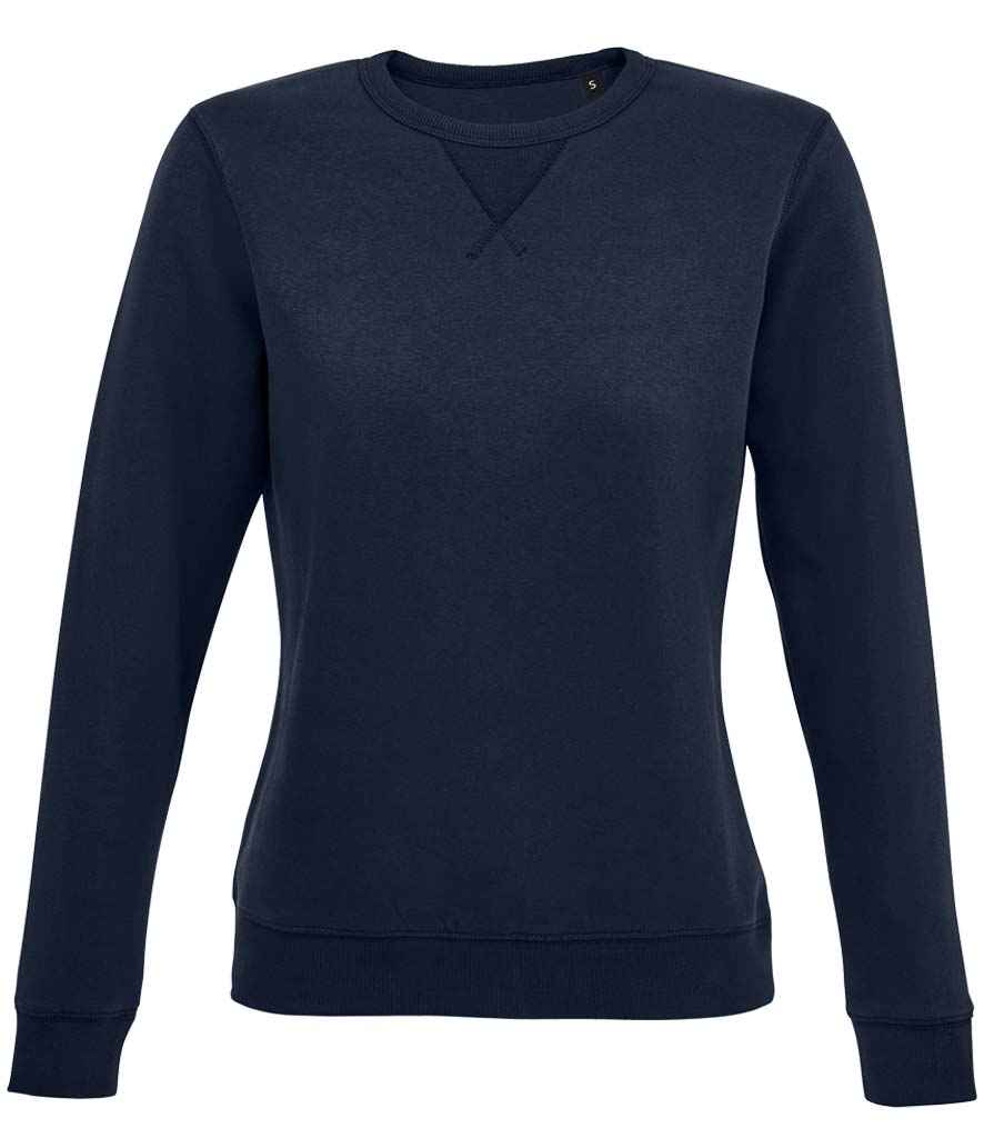 SOL'S Ladies Sully Sweatshirt in French Navy by SOL'S — Custom branded clothing by Print Press, featuring premium embroidery produced in our specialist print lab in the UK.