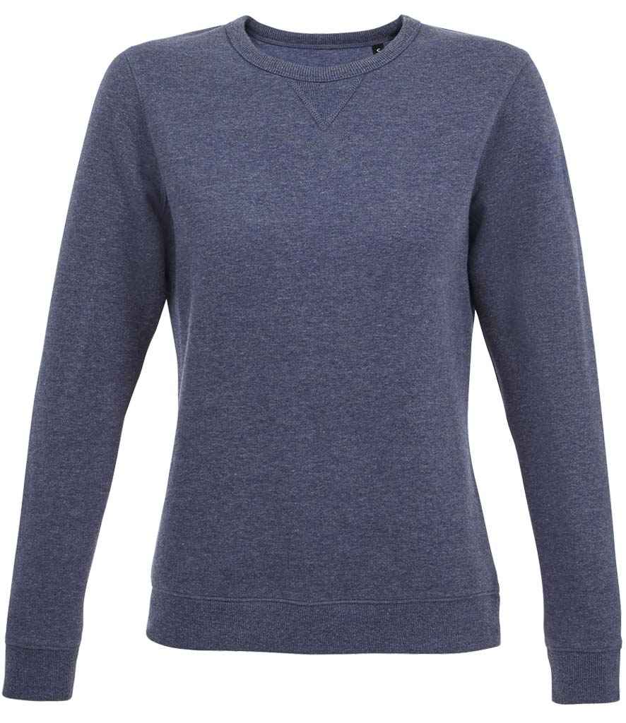 SOL'S Ladies Sully Sweatshirt in Heather Denim by SOL'S — Custom branded clothing by Print Press, featuring premium embroidery produced in our specialist print lab in the UK.