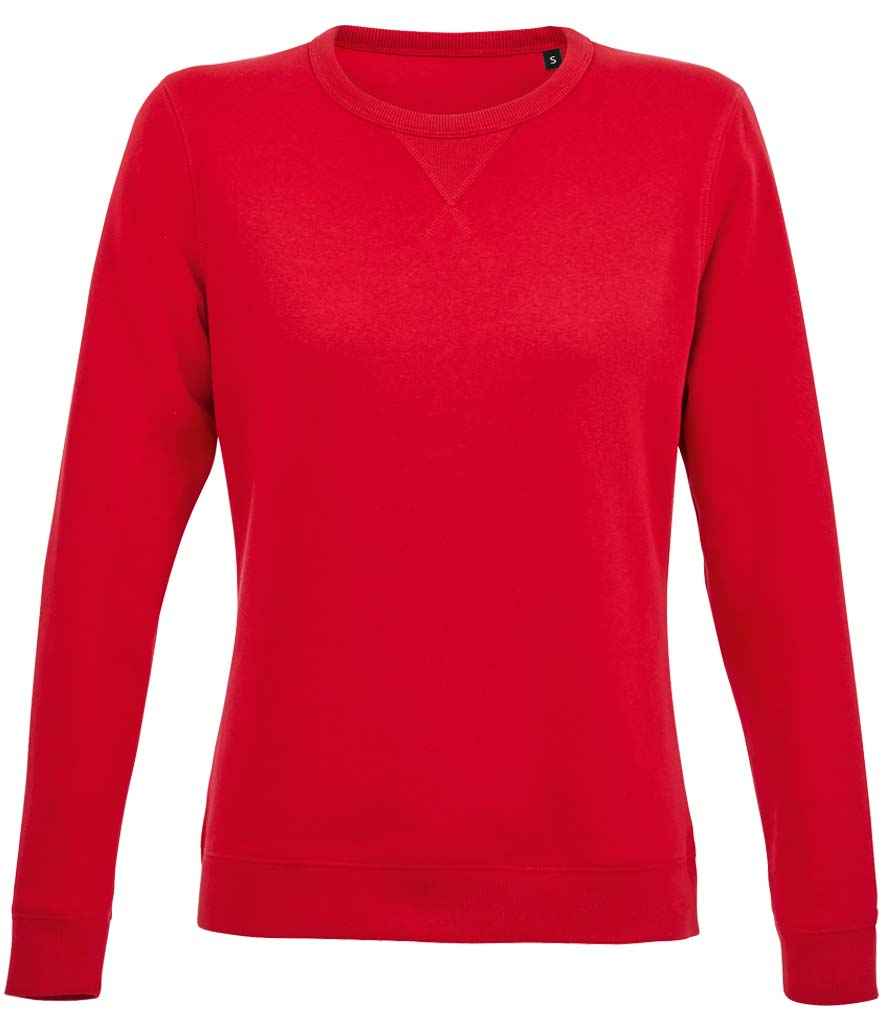 SOL'S Ladies Sully Sweatshirt in Red by SOL'S — Custom branded clothing by Print Press, featuring premium embroidery produced in our specialist print lab in the UK.
