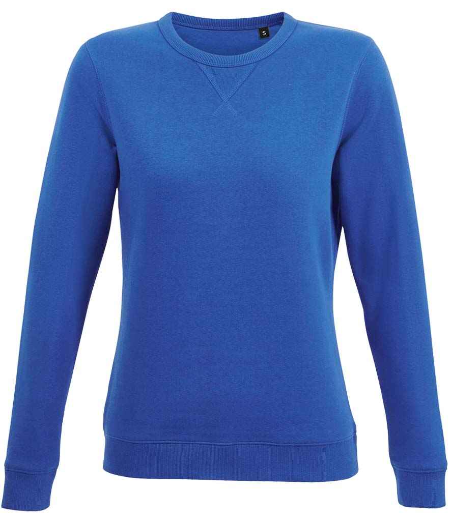 SOL'S Ladies Sully Sweatshirt in Royal Blue by SOL'S — Custom branded clothing by Print Press, featuring premium embroidery produced in our specialist print lab in the UK.