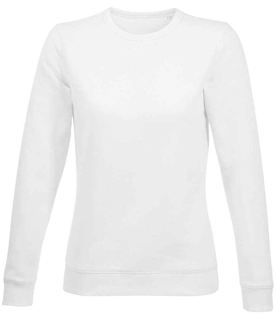 SOL'S Ladies Sully Sweatshirt in White by SOL'S — Custom branded clothing by Print Press, featuring premium embroidery produced in our specialist print lab in the UK.