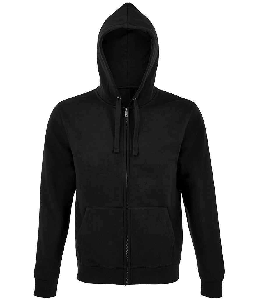 SOL'S Spike Full Zip Hooded Sweatshirt in Black by SOL'S — Custom branded clothing by Print Press, featuring premium embroidery produced in our specialist print lab in the UK.
