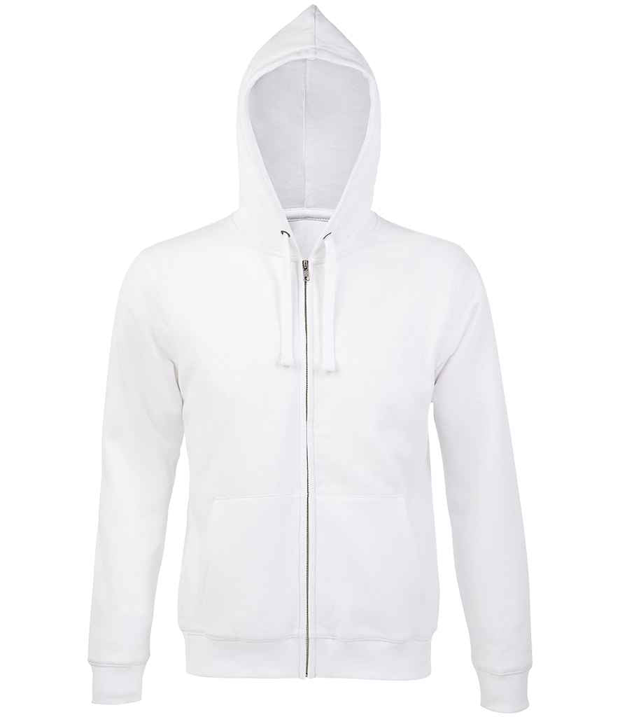 SOL'S Spike Full Zip Hooded Sweatshirt in White by SOL'S — Custom branded clothing by Print Press, featuring premium embroidery produced in our specialist print lab in the UK.