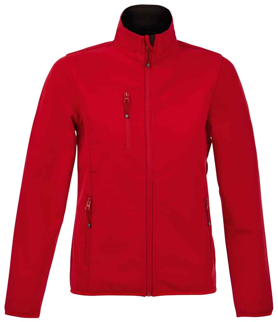 SOL'S Ladies Radian Soft Shell Jacket in Pepper Red by SOL'S — Custom branded clothing by Print Press, featuring premium embroidery produced in our specialist print lab in the UK.