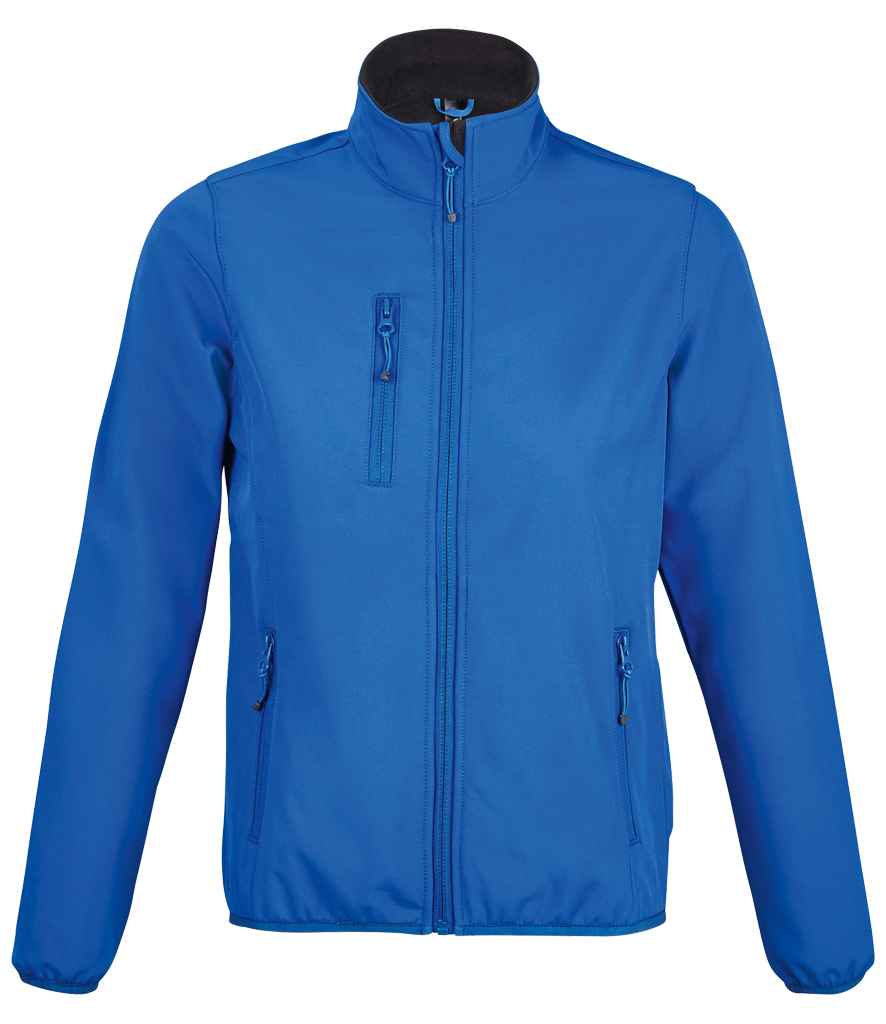 SOL'S Ladies Radian Soft Shell Jacket in Royal Blue by SOL'S — Custom branded clothing by Print Press, featuring premium embroidery produced in our specialist print lab in the UK.
