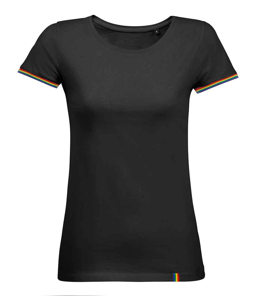 SOL'S Ladies Rainbow T-Shirt in Deep Black Multicolour by SOL'S — Custom branded clothing by Print Press, featuring premium embroidery produced in our specialist print lab in the UK.