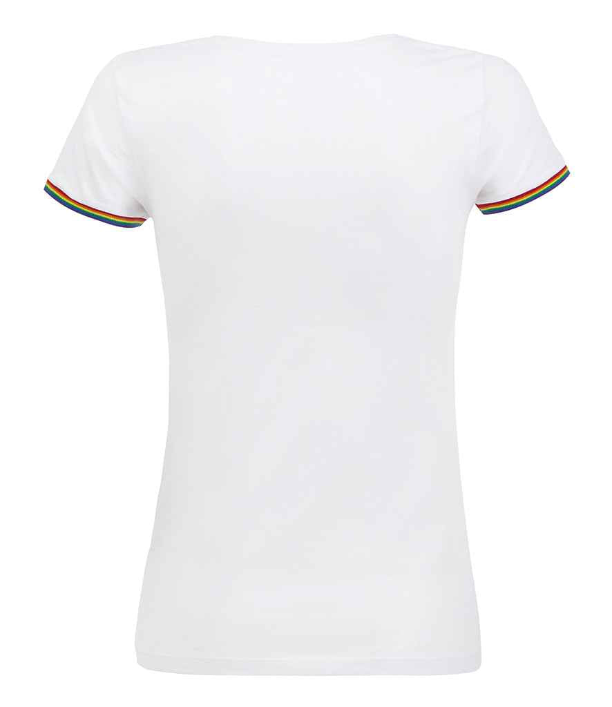 SOL'S Ladies Rainbow T-Shirt in by SOL'S — Custom branded clothing by Print Press, featuring premium embroidery produced in our specialist print lab in the UK.